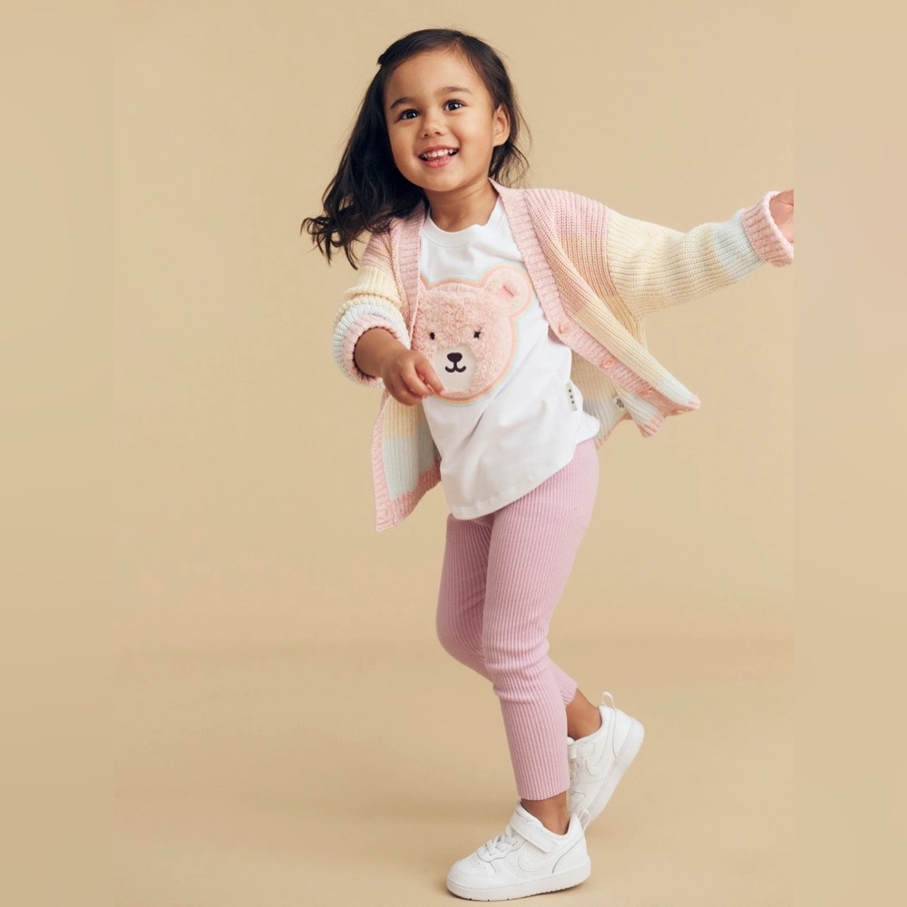 Huxbaby Furry Heart Bear T-Shirt White